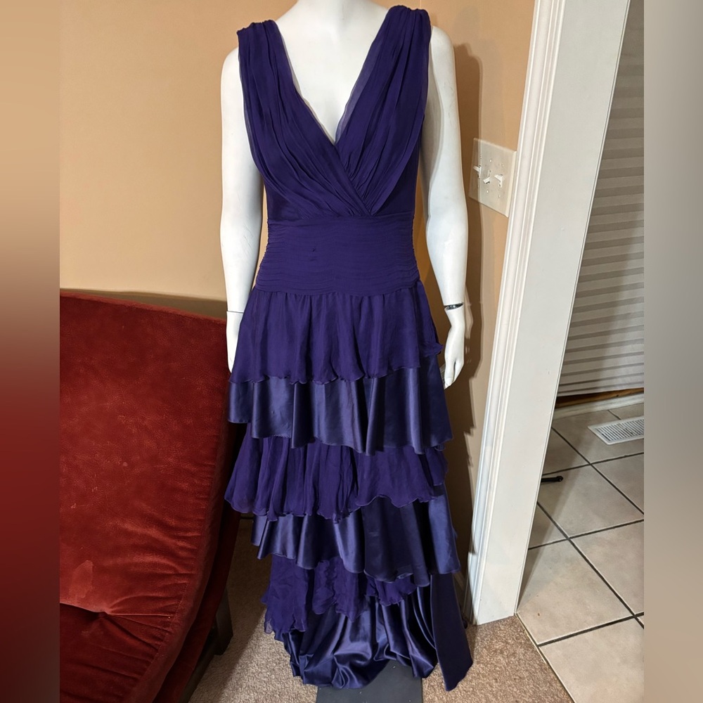 Tadashi Shoji Deep Purple Layered Maxi Dress
